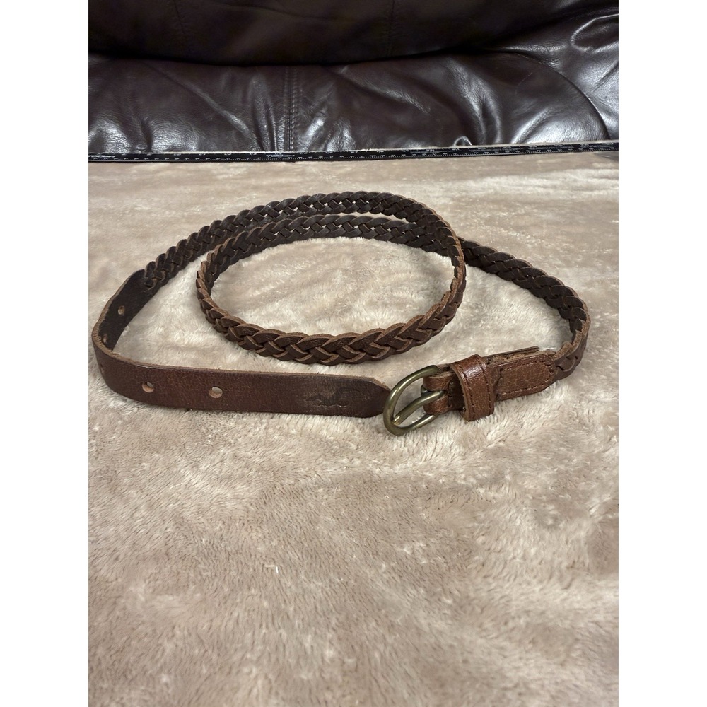 Y2K Braided Leather Holister Belt Women's L 35-37 Braided Gently Worn Brown